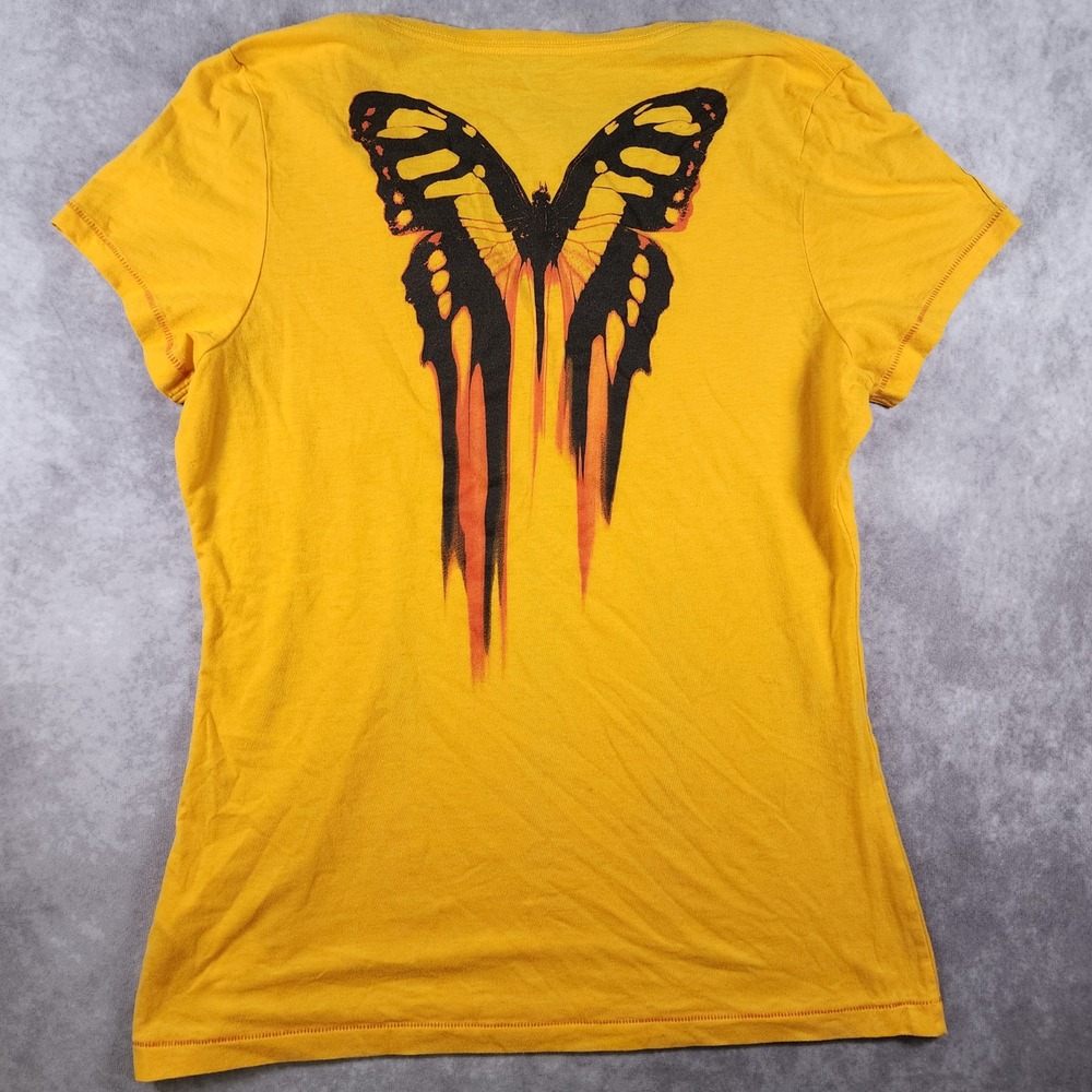 Fox Racing XL Yellow Butterfly Graphic Tee Y2K Moto Fairy Grunge